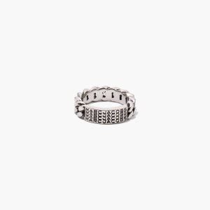 Marc Jacobs Barcode Monogram ID Chain Ring Stříbrné | CPJNX4970