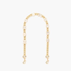 Marc Jacobs Heart Charm Chain Shoulder Páskové Bílé Zlaté | CGUES3720